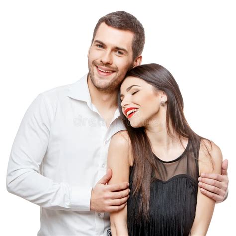Portrait Of A Beautiful Young Happy Smiling Couple Stock Photo Image