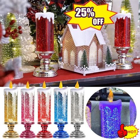 Christmas Candle Colour Changing Led Flickering Flameless Glitter Swirl