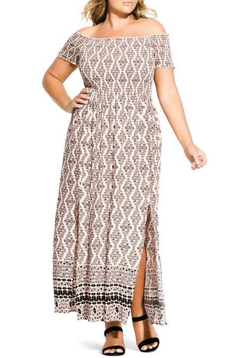Lyst City Chic Trendy Plus Size Smocked Off The Shoulder Maxi Dress
