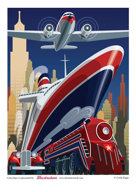 Travel Illustration Art Deco Posters Art Deco Illustration Deco Poster