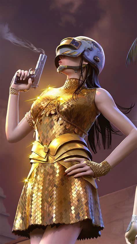 Download all mobile wallpapers and use them even for commercial projects. PUBG Girl Golden Dress 4K Ultra HD Mobile Wallpaper