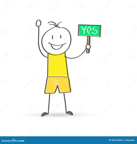 Cartoon Man With A Yes Sign Doodle Style For Design And Decoration