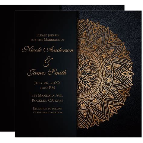 Black And Gold Mandala Elegant Wedding Marriage Invitation