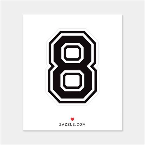 Number Eight 8 Sports College Font Sticker Zazzle Design Your Own