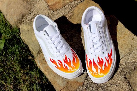 Each pair is handcrafted to order, so no two pairs will be exactly identical. Fire Flame Custom Vans
