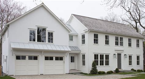 Modern Farmhouse Exterior With Columnless Roofawning Colonial