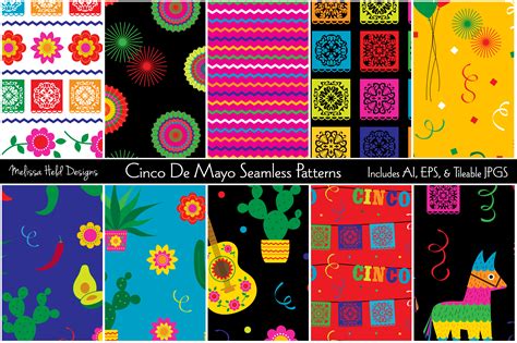 Cinco De Mayo Seamless Patterns By Melissa Held Designs Thehungryjpeg