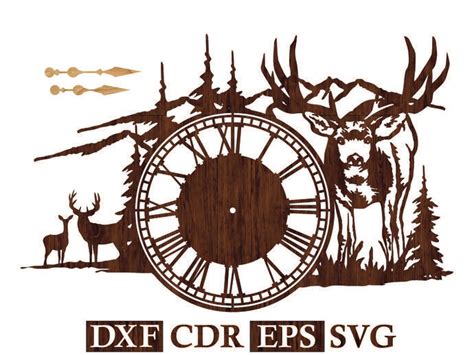Wooden Wall Clock Deer Wildlife Vector File For Cnc Laser