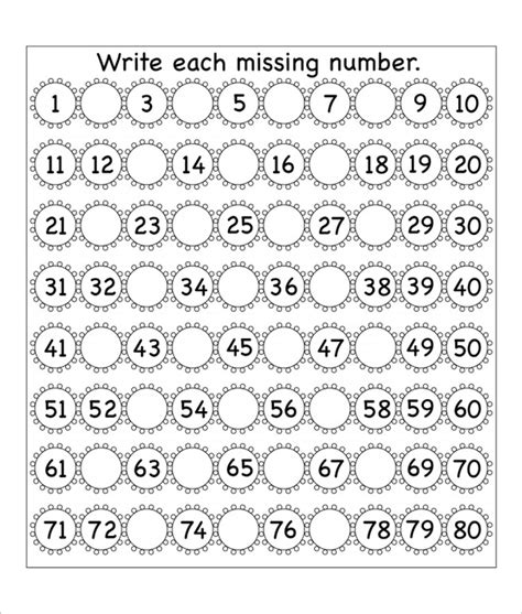 15 Sample Missing Numbers Worksheet Templates Missing Number
