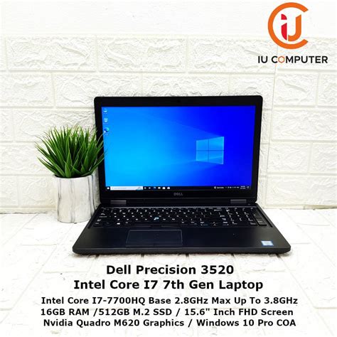 Dell Precision 3520 Intel Core I7 7700hq 16gb Ram 512gb M2 Ssd M620