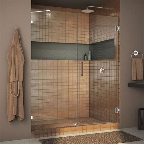 dreamline unidoor lux 46 inch x 72 inch frameless pivot shower door in chrome with handle the
