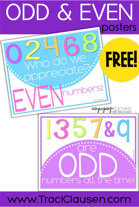 Free Odd And Even Posters Math For Kids Teacher Freebies Math Lessons
