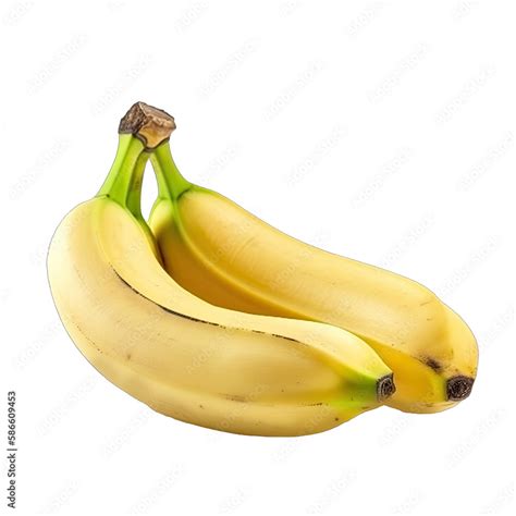 Banana Realistic Image Isolated On Transparent Background Fresh Yellow