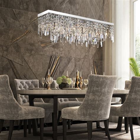Dining Room Rectangular Crystal Chandelier With Linear Design Sofary