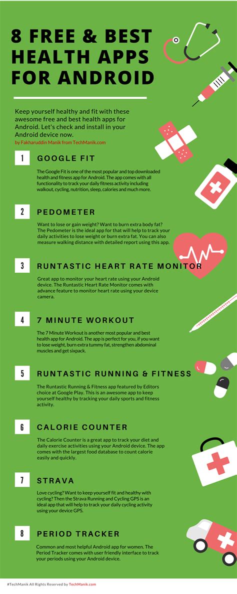 Infographic 8 Free And Best Health Apps For Android