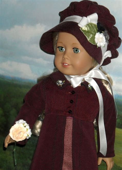 reserved 1812 regency dress with burgundy pelisse and bonnet etsy american girl doll