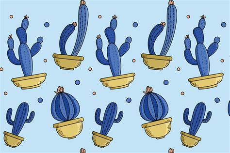 Blue Cactus Pattern Artwork Graphic By Viciousssart · Creative Fabrica