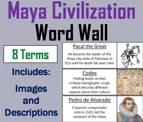 Maya Civilization Word Wall Cards Teaching Resources