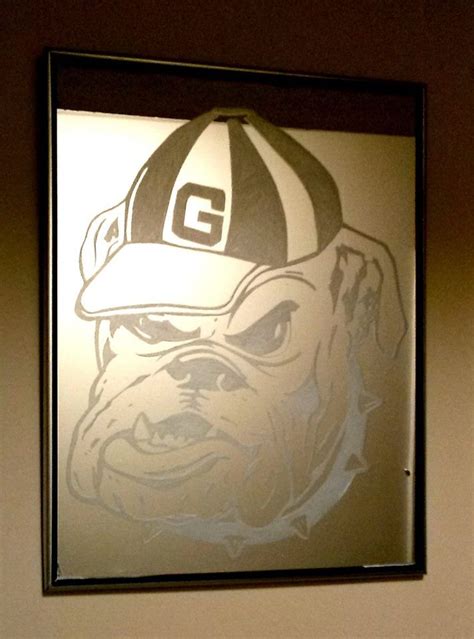 Hand Etched 11x14 Molded Frame Georgia Bulldogs Head Logo Etching