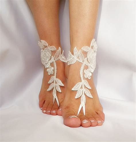 Bridal Anklet Ivory Beach Wedding Barefoot Sandals Bangle Wedding