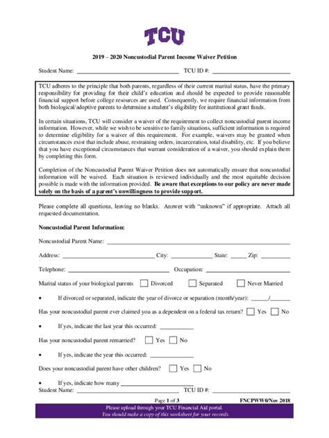 Non Custodial Parent Waiver Letter Sample Form Fill Out And Sign