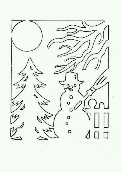 A Drawing Of A Snowman Holding A Knife In Front Of A Tree With The Sun