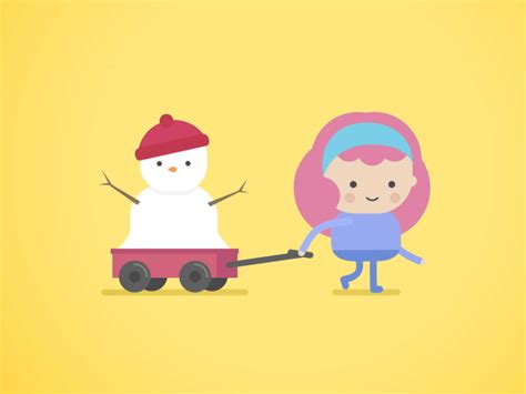 A Cartoon Character Pulling A Snowman On A Toy Train With Another