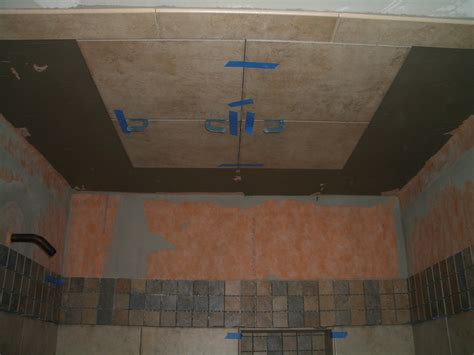 Your shower ceiling height could be anywhere from 7 to 10 feet in height. How to Install Tile on a Shower Ceiling