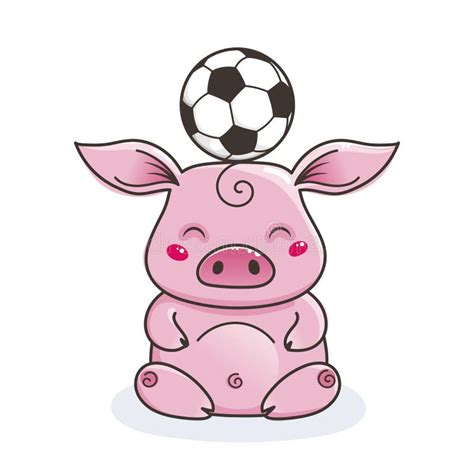 Cute Cartoon Pig With A Soccer Ball Vector Illustration Stock Vector