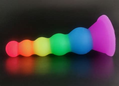 rainbow beads silicone dildo with suction cup etsy