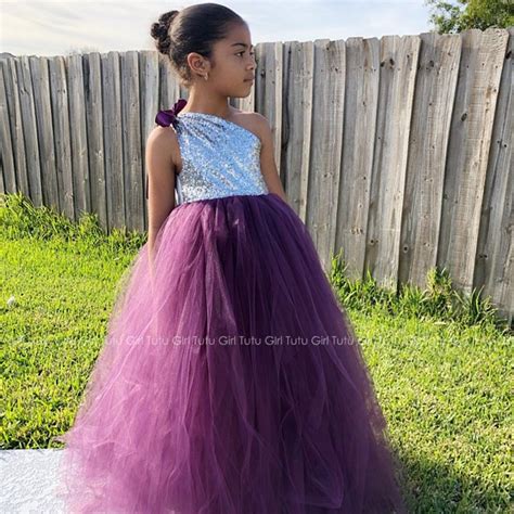 Plum Flower Girl Dress Eggplant And Silver Tutu Dress Silver Etsy Canada