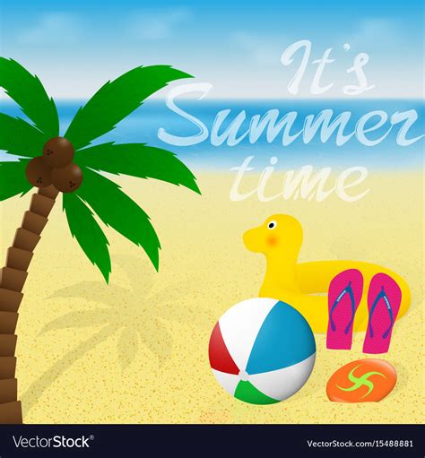 Greeting Card With Lettering Summer Vacation Vector Image