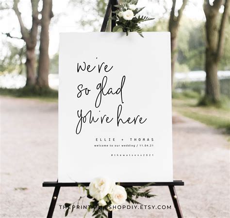 Were So Glad Youre Here Sign Wedding Welcome Sign Etsy