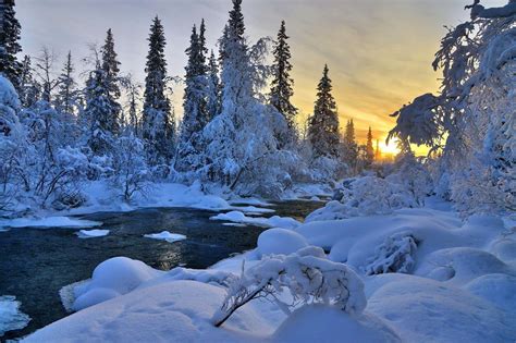 Winter River Nature Trees Landscape 1080p Hd Desktop