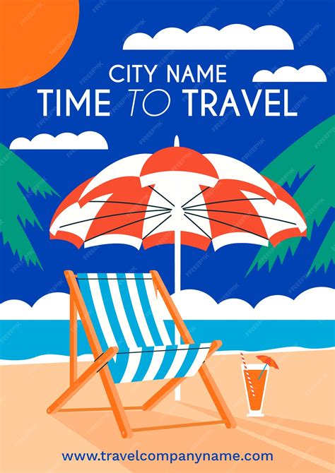 Free Vector Time To Travel Poster Design Illustrated