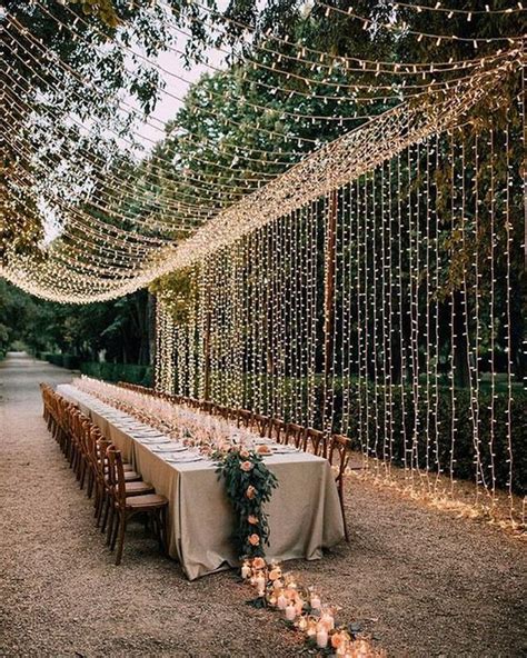 Romantic Wedding Reception Ideas With Hanging String Lights