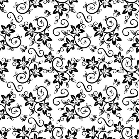 Seamless Vintage Black Floral Pattern Vector Illustration — Stock