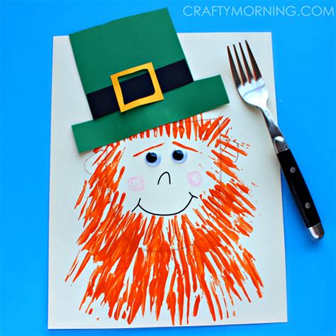 Patrick's day crafts for preschoolers from leprechauns to shamrocks these activities are so much fun for kids. Fork-Painted Leprechaun | Fun Family Crafts