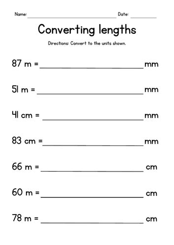 Converting Lengths Meters Centimeters And Millimeters Teaching Resources