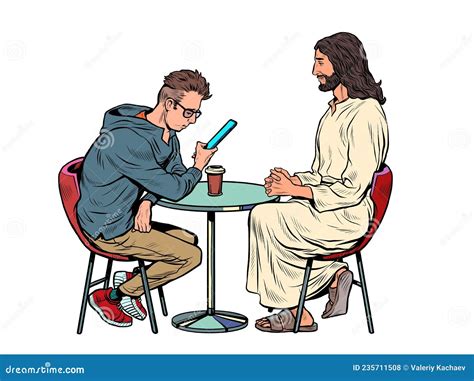 Jesus Is Waiting For You Savior And Busy Man At The Table