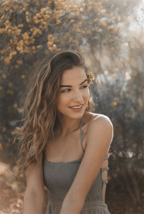 hd wallpaper woman in gray spaghetti strap top smiling while looking on her left side