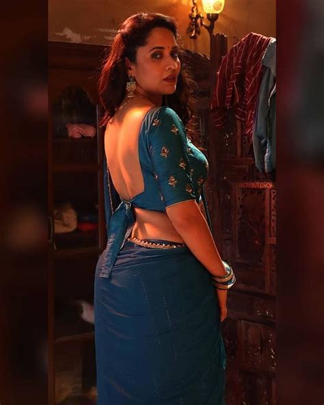 Telugu Actress Anasuya Backless Hot And Sexy Saree Photos Anasuya Looking Very Beautiful And