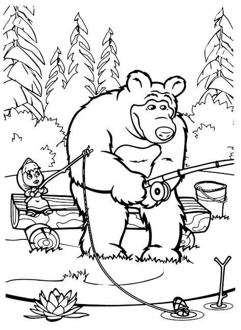 Masha And The Bear Coloring Page Lovely Masha And The