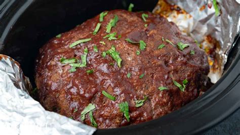 Slow Cooker Meatloaf Easy 4 Ingredient Recipe Tastes Of Lizzy T