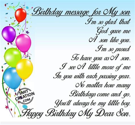 — dear son, the day you were born was the greatest day of my life. Birthday message for My son - SmitCreation.com