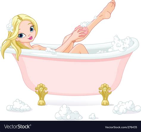 Young Woman Taking Bath Royalty Free Vector Image
