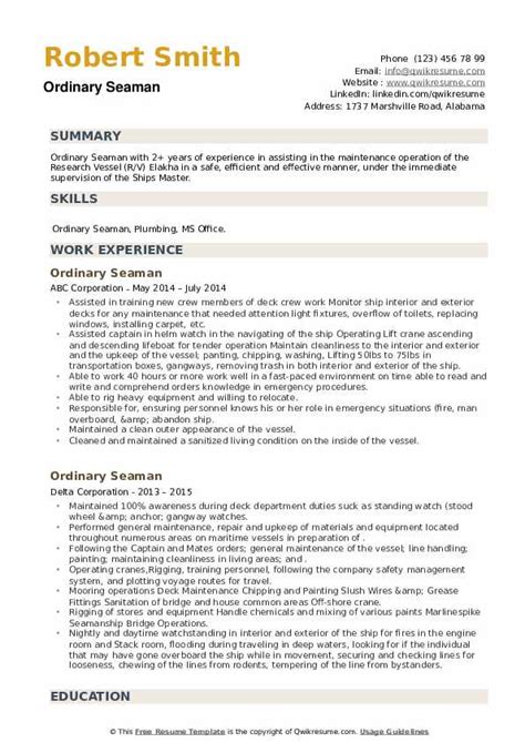 How to write a resume in the philippines (with samples, formats, and templates) written by venus zoleta. Ordinary Seaman Resume Samples | QwikResume