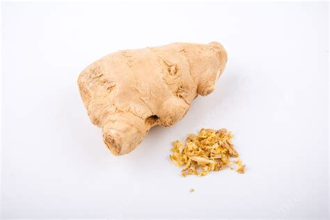 Gourmet Daytime Ginger And Minced Ginger Placed On A White Background
