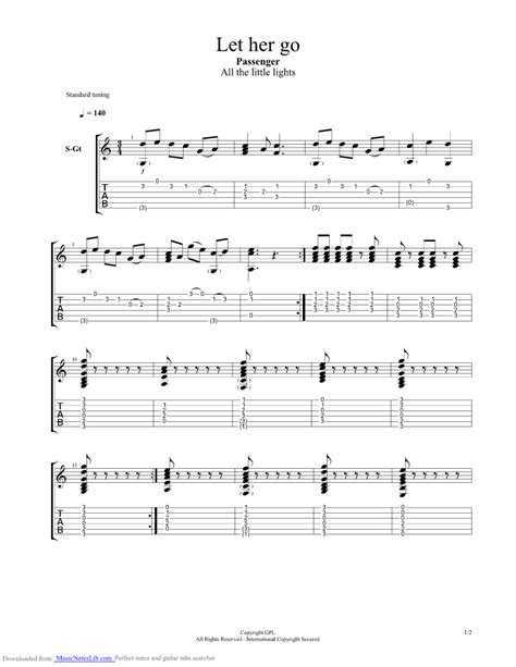 Let Her Go Guitar Pro Tab By Passenger