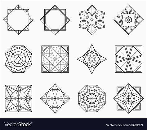 Set Symmetric Geometric Shapes Royalty Free Vector Image